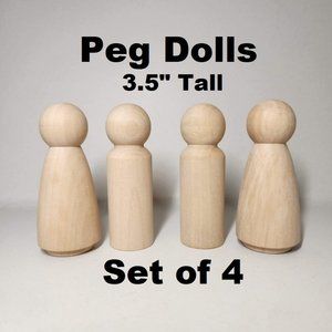 LARGE 4 Peg Dolls Craft Supplies 3.5" Tall Arts and Craft Supplies Wedding Cake
